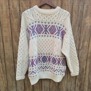 Bonner Of Ireland 100% Vintage New Wool  Chunky Cream Sweater NO SIZE TAG